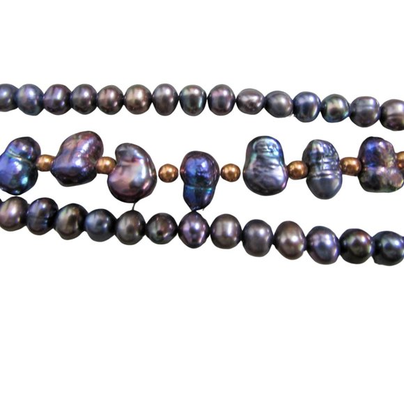 Black Baroque Freshwater Pearl Bracelet - Picture 3 of 5